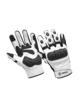 Riding Gloves Motorcycle Leather Protective Knuckles Armor Touchscreen White